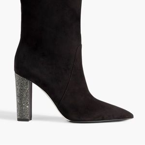 Rene Caovilla Nina Suede Crystal Ankle Booties